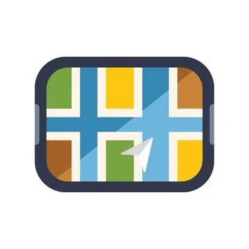 Smartphone showing gps navigation app with map and location pin Stock Illustration