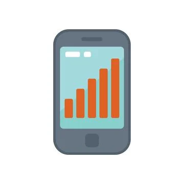 Smartphone showing growing bar chart on screen Illustration