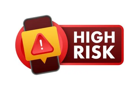 Smartphone Showing High Risk Notification with Exclamation Point in Red Triangle Stock Illustration