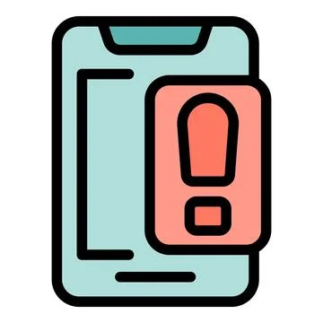 Smartphone showing important notification with exclamation mark icon Stock Illustration