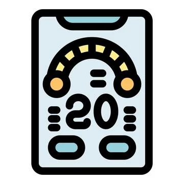 Smartphone showing internet speed test app with gauge and number 20 스톡 일러스트
