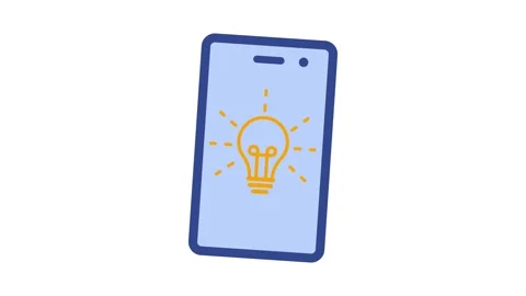 Smartphone showing lightbulb idea icon animation isolated on white background Vidéo 336105196