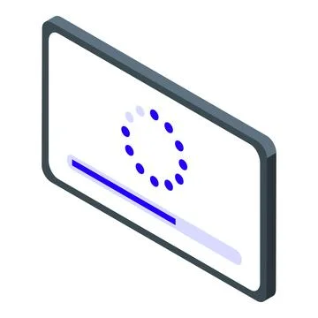 Smartphone showing loading status bar and spinning circle animation Stock Illustration