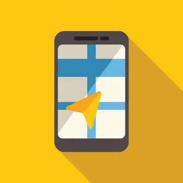Smartphone showing map with gps pointer icon on screen Stock Illustration