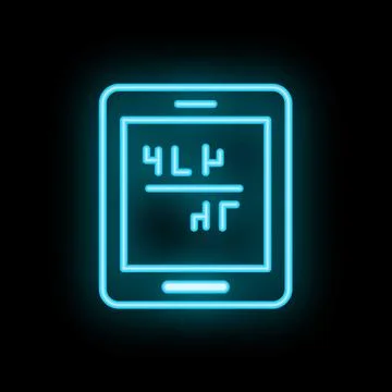Smartphone showing math equation in neon light Stock Illustration