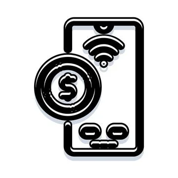 Smartphone showing mobile payment with dollar and network Stockillustratie