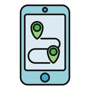 Smartphone showing navigation map with location pins and route Stock Illustration