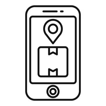 Smartphone showing parcel tracking app with location pin Illustrazione stock