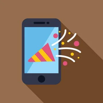 Smartphone showing party popper exploding with confetti イラスト素材
