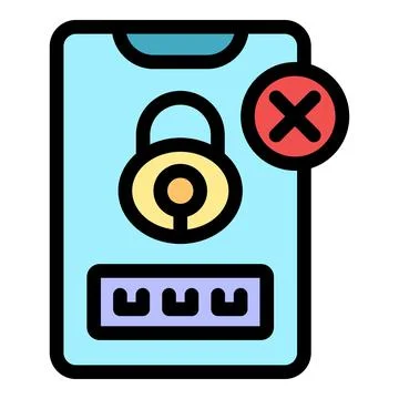 Smartphone showing password error and locked padlock icon Stock Illustration