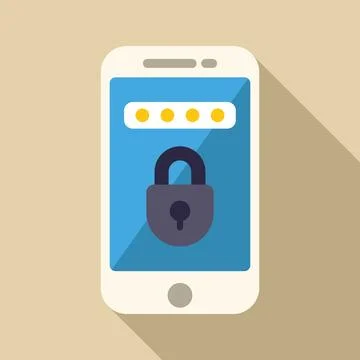 Smartphone showing password protected screen with lock icon Stock Illustration