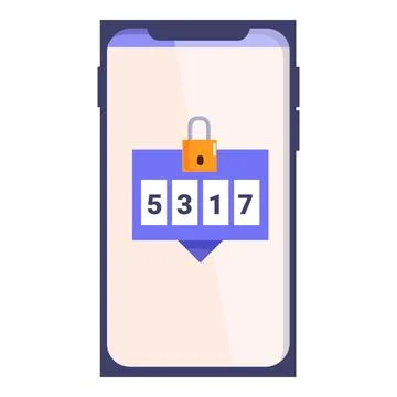 Smartphone showing password protected screen with locked padlock 스톡 일러스트