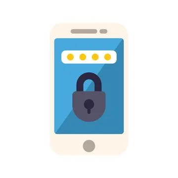 Smartphone showing password protected screen with lock icon Stock Illustration