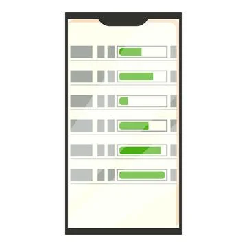 Smartphone showing progress bars for online survey or test 스톡 일러스트