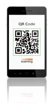 Smartphone showing qr code scanner on the screen 库存照片