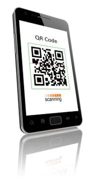Smartphone showing qr code scanner on the screen. 库存照片