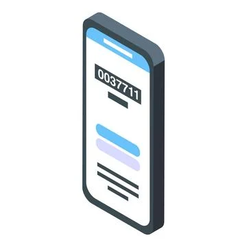 Smartphone showing queue number isometric icon Stock Illustration