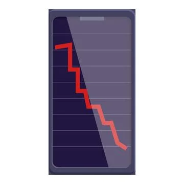 Smartphone showing red graph going down depicting financial loss Stockillustratie