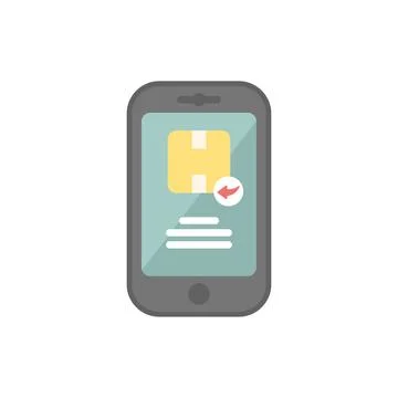 Smartphone showing return delivery status on screen Stock Illustration