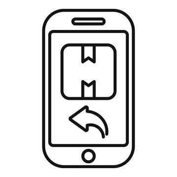 Smartphone showing return of parcel icon for online shopping app Stock Illustration