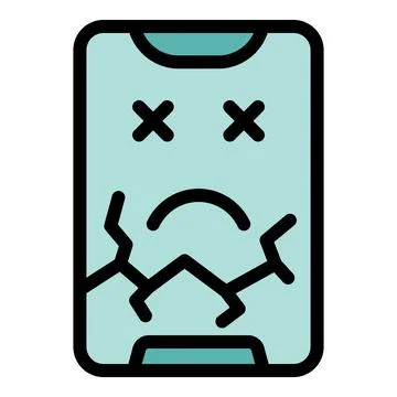 Smartphone showing sad face with broken screen icon 库存插图