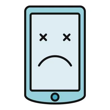 Smartphone showing sad face error due to technical problem Stock Illustration