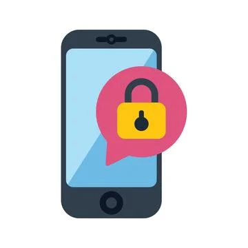 Smartphone showing security notification with a padlock symbol Illustrazione stock