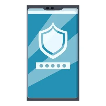 Smartphone showing security shield and password protecting user data Stock Illustration