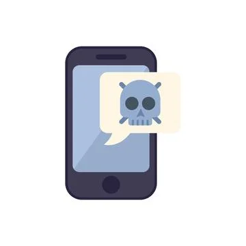 Smartphone showing skull warning message on screen Stock Illustration