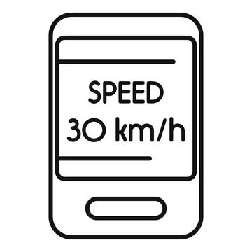 Smartphone showing speed limit icon outline vector Stock Illustration