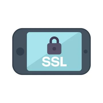 Smartphone showing ssl certificate secure connection icon 库存插图