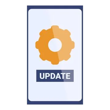 Smartphone is showing a system update with gear icon イラスト素材