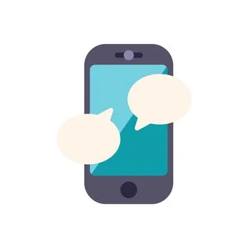 Smartphone showing two speech bubbles exchanging messages Stock Illustration
