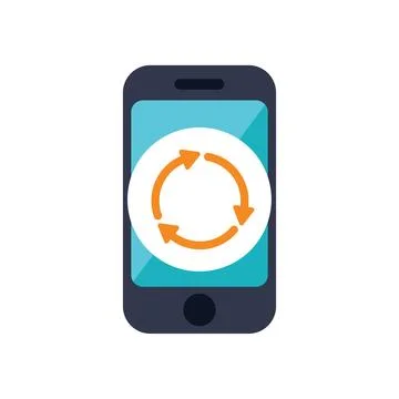 Smartphone showing update or synchronization process 스톡 일러스트