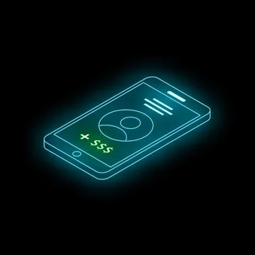 Smartphone showing user profile with increasing balance isometric icon vect.. Stock Illustration