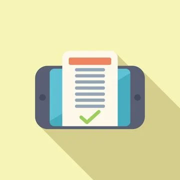 Smartphone showing valid document for online check in with green check mark Illustrazione stock