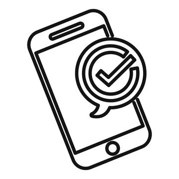 Smartphone showing validation notification icon confirming successful operation Illustrazione stock