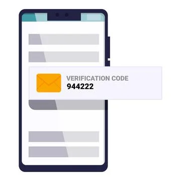 Smartphone showing verification code notification for two factor authentication Stock Illustration