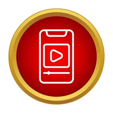 Smartphone showing video streaming player application icon Illustrazione stock