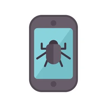 Smartphone showing virus malware bug on screen Illustrazione stock