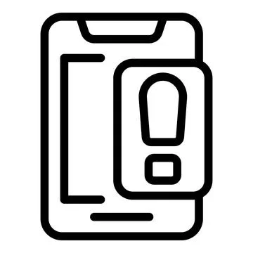 Smartphone showing warning exclamation point notification icon Illustrazione stock