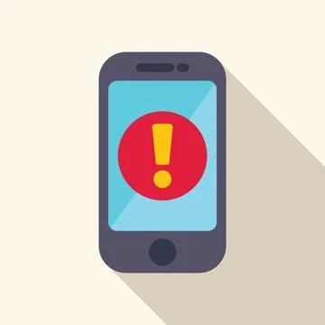 Smartphone showing warning notification on screen, attention, caution, and .. Stock Illustration