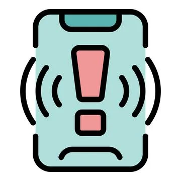 Smartphone showing warning notification with vibrating alert signal Stock Illustration