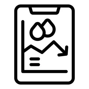 Smartphone showing water scarcity problem with graph going down Stock Illustration