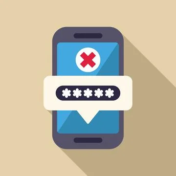 Smartphone showing wrong password notification on screen Stock Illustration