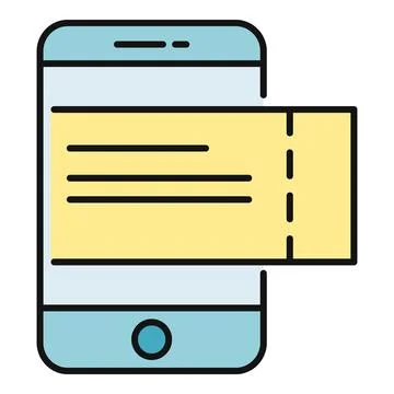 Smartphone showing a yellow electronic ticket ready for use Stock Illustration
