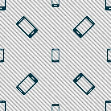 Smartphone sign icon. Support symbol. Call center. Seamless pattern with geom Stock Illustration