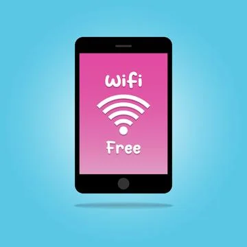 Smartphone with a signal icon on the screen vector flat illustration Stock Illustration