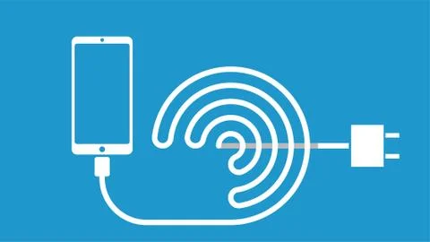 Smartphone silhouette with charge cable Stock Illustration