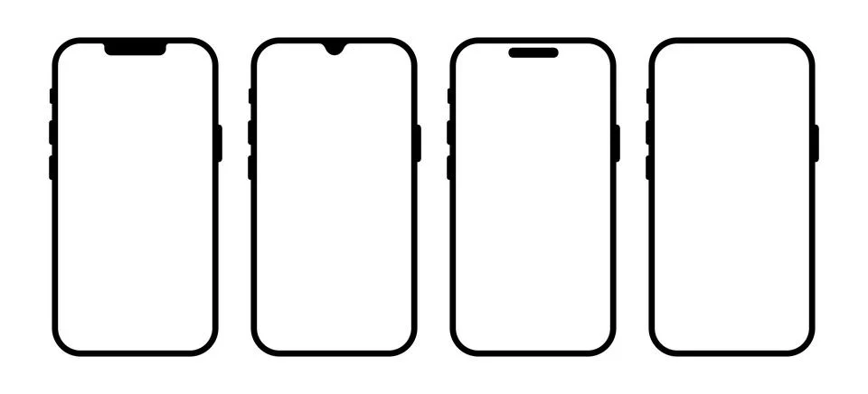 SmartPhone Silhouettes Vector icon set Stock Illustration